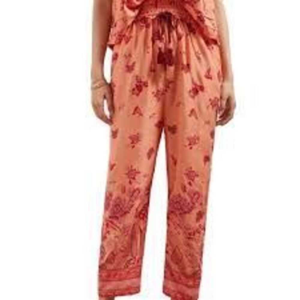 Anthropologie Orange lounge pants pajama pants Size L flowy